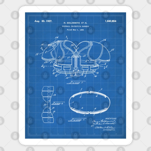 Football Pads Patent - Football Player Team Coach Art - Blueprint Sticker by patentpress